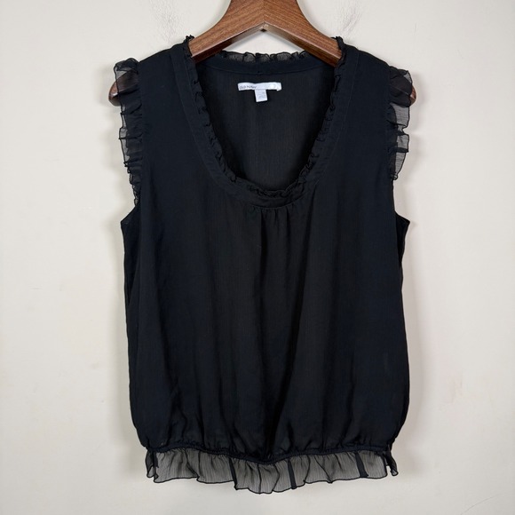 Old Navy Tops - Old Navy Black Sleeveless Sheer Ruffled Hem Blouse XL